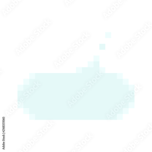 Octagon speech bubble chat message box pixel art style graphic light blue colors. Octagonal pixelated dialog game interface asset isolated white background