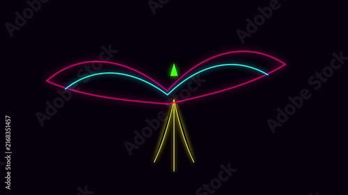 Neon bird animation glowing abstract with dynamic wing motion 4k