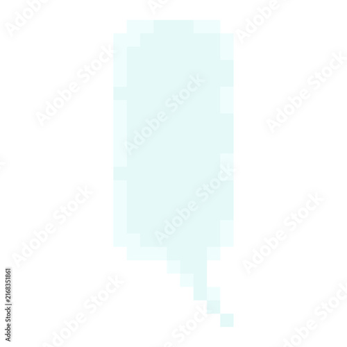 Vertical speech bubble tall message box pixel art style icon light blue color theme. Elongated vertical pixelated dialog game UI asset isolated white background