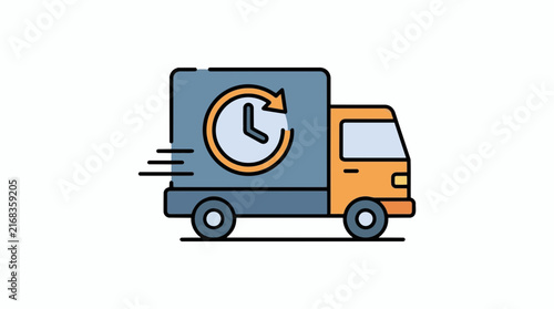 Fast delivery truck vector icon, express shipping service with clock symbol, logistics transport van for e-commerce business