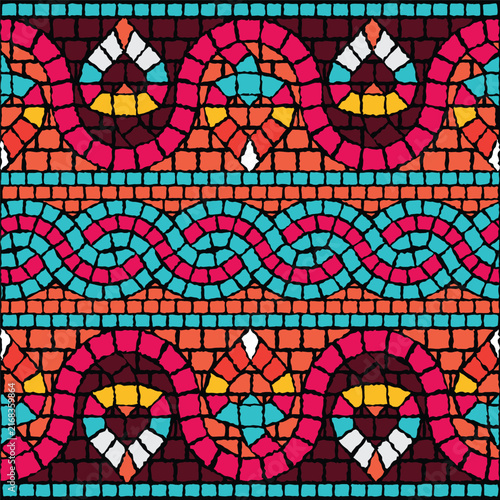 Mediterranean Ceramic Tile Seamless Pattern Floral