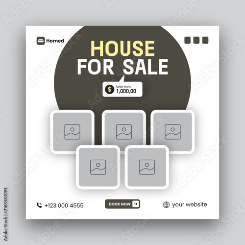 Bild auf Leinwand Real estate social media post web banner design template