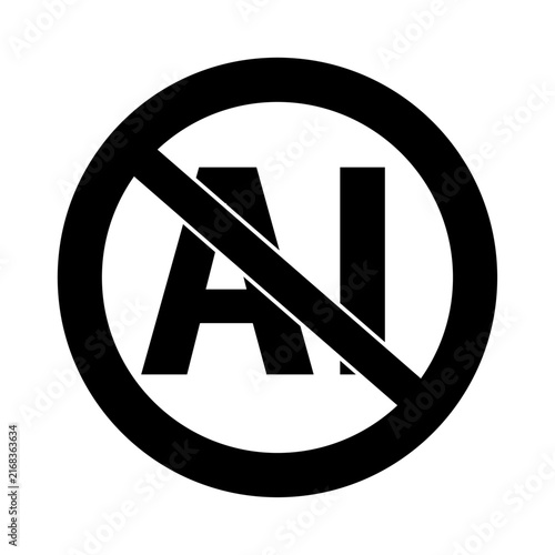 No AI vector icon artificial intelligence prohibited symbol