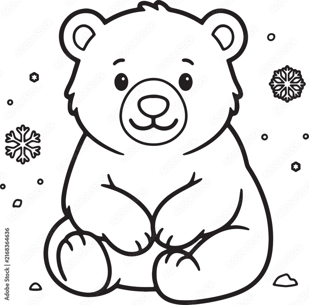 Fototapeta premium Cute cartoon hippo with flowers black white