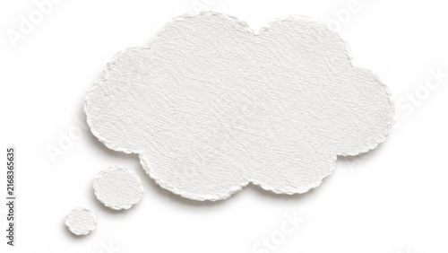 Textured paper thought bubble cutout with rough handmade edges isolated on transparent background