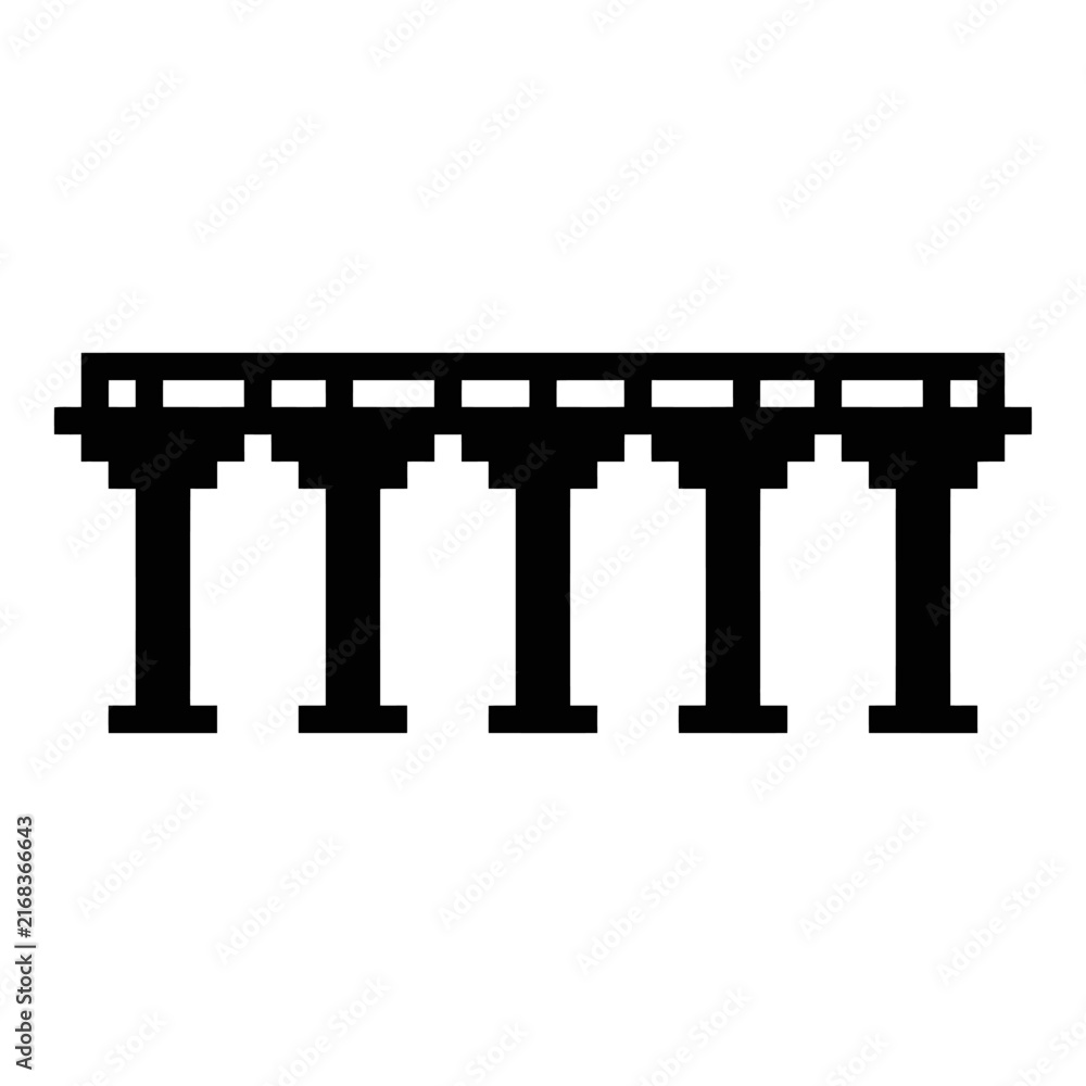 Fototapeta premium Pixel Art Bridge Isolated Transparent Background