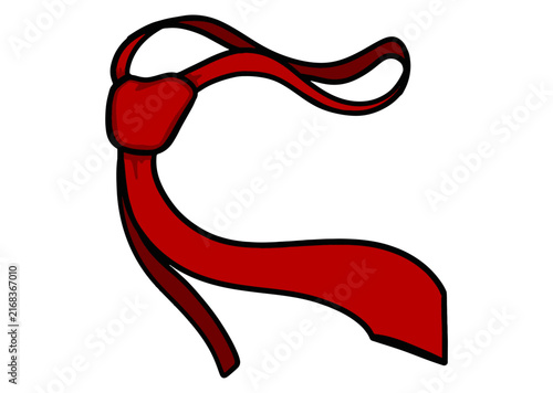Isolated red ribbon bow tie knot on transparent background for fashion and celebration design
