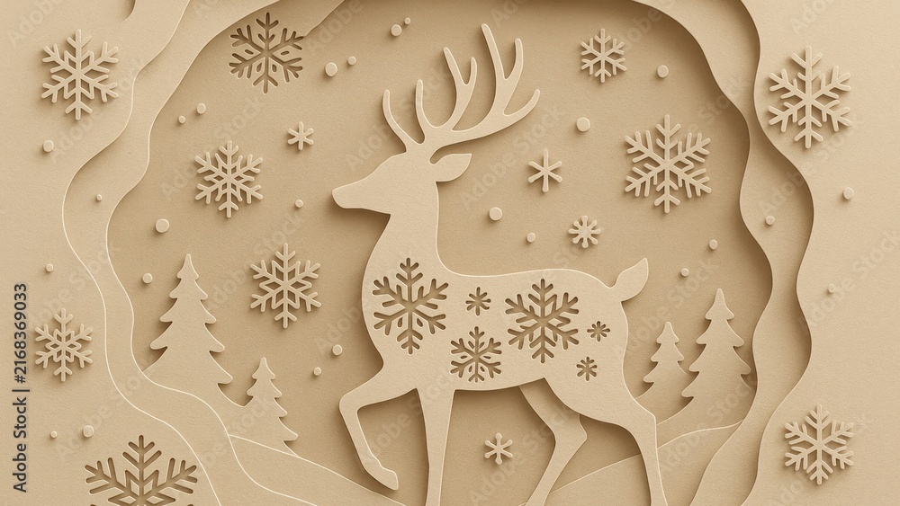 Naklejka premium Elegant winter deer silhouette