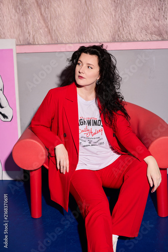 Vivid editorial portrait showcasing stunning beauty and vibrant fashion