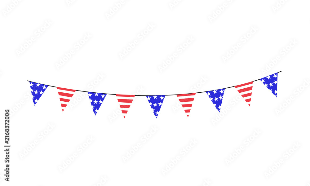 Obraz premium American flag bunting banner isolated on transparent background