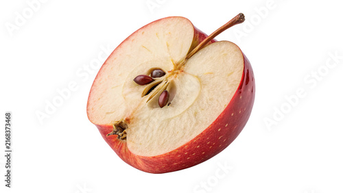 Obraz na plátně Fresh half slice of red apple fruit organic food isolated on a white background