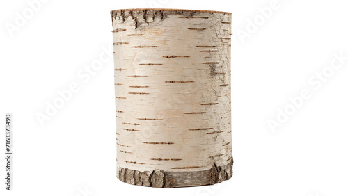 Bild auf Leinwand Traditional cylindrical birch bark container box rustic craft isolated on white