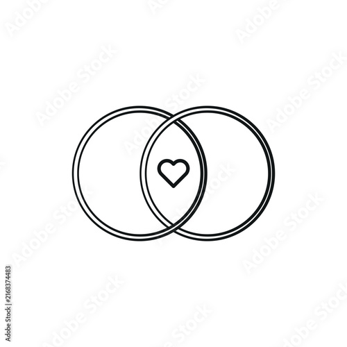 Wedding rings one line, vector drawing
