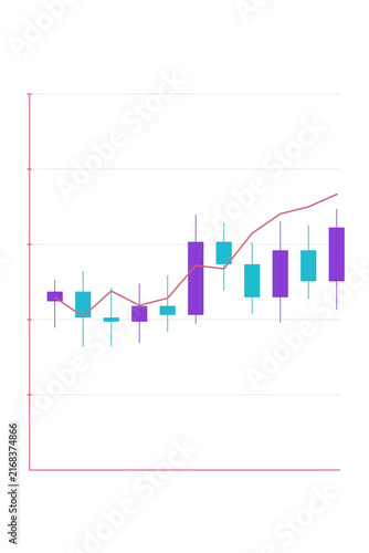 Fotografía Candlestick chart with volume bar histogram below price panel