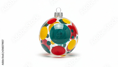 Christmas ornament with multicolored polka dots