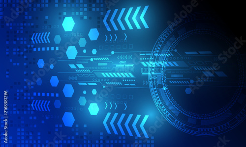 blue circuit lines electronic cyberspace computing with networking connection futuristic abstract high technology background