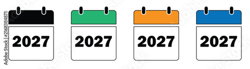 2027 calendar icon set vector isolated on white background annual date planner and event schedule symbol collection