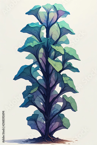 Abstract Floral Tree with Leaves Vector Illustration for Seamless Nature Pattern, Botanical Wallpaper and Spring Decoration Design