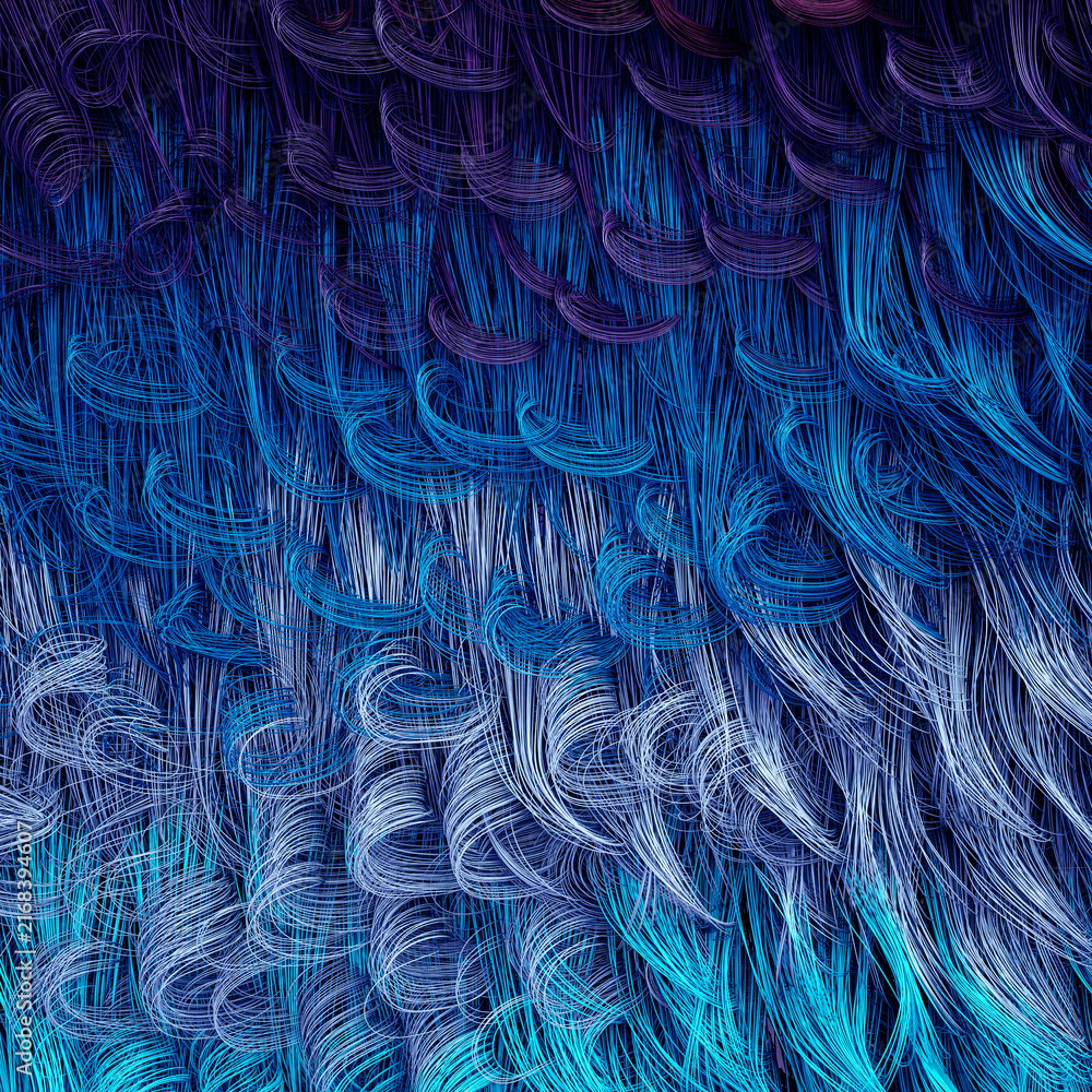Obraz premium Artificial intelligence inspired network of flowing lines in blue violet and cyan tones