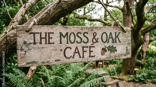 Rustic Hand-Painted Wooden Sign in Nature Setting