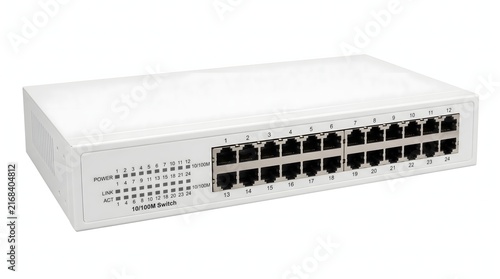 Obraz w ramie White 24-port 10/100M ethernet network switch for data connectivity.