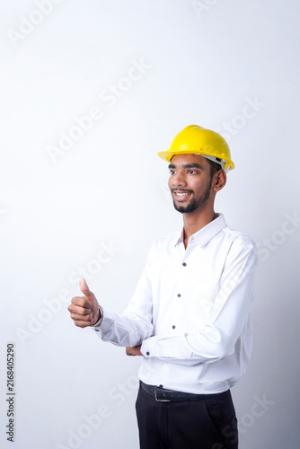 Canvastavla Young indian male engineer showing thumps up
