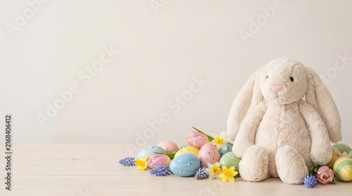 Pastel Easter Bunny Collection, Adorable Bunny with Colorful Easter Eggs