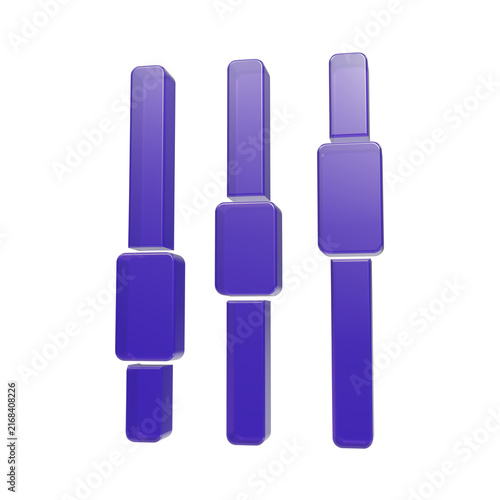Quadro su tela Purple 3D glass equalizer slider control icon isolated PNG