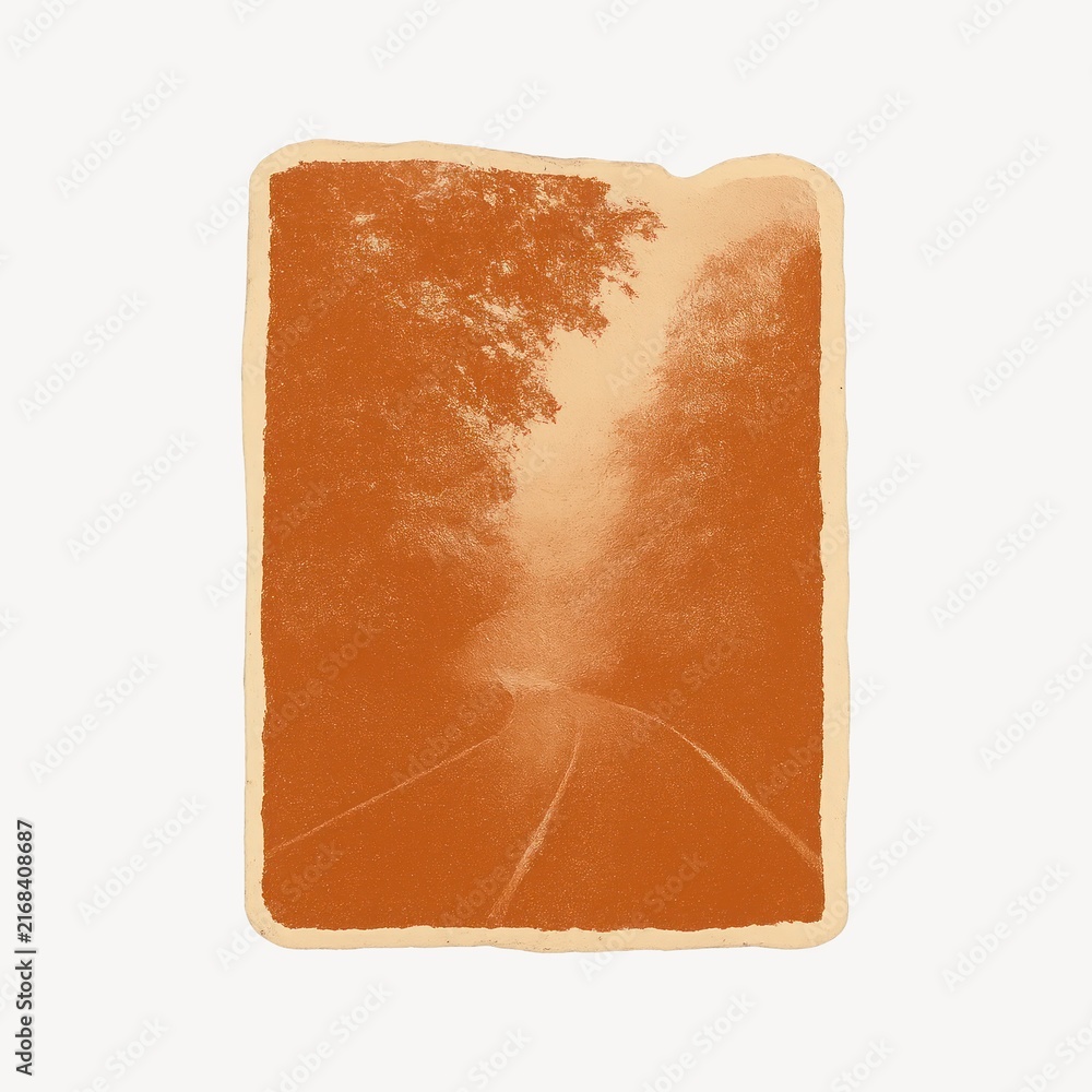 Fototapeta premium Vintage sepia forest path illustration.