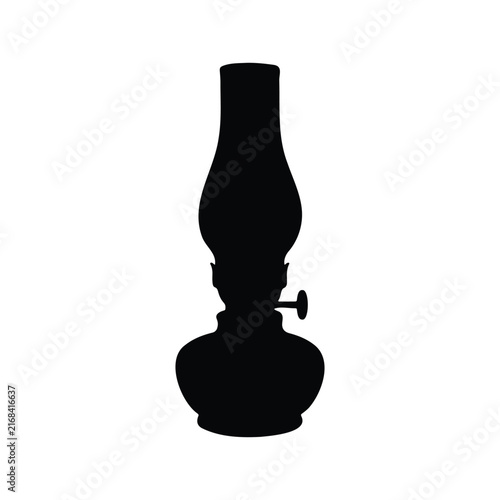 Oil lamp silhouette icon vector flat design.