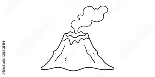 Foto Volcanic mountain eruption icon with smoke for geological science graphics