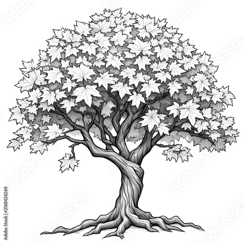 black and white tree
