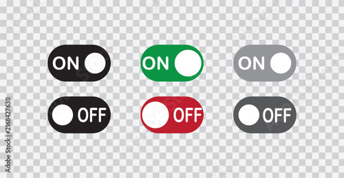 Bild auf Leinwand On and Off toggle switch buttons icon set