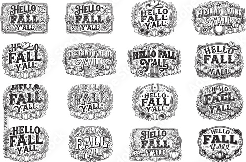 Hello Fall Y'all Vintage SVG