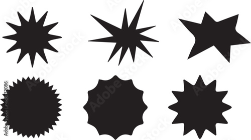 Starburst and comic explosion vector icon set, dynamic sparkle stars, jagged speech bubble bursts and abstract shapes illustration