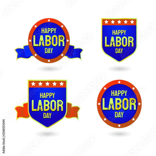 Vibrant Labor Day badges for web and print on transparent background
