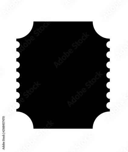 Ticket template for cricut machine black ticket stub silhouette with perforated edges circular punch holes and semicircular cutouts for admission graphics and coupon layouts