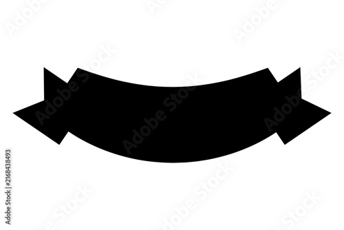 Curved black banner with pointed arrow ends centered on white background, modern flat emblem shape for branding, headers, signage, badges, layouts, and graphic design
