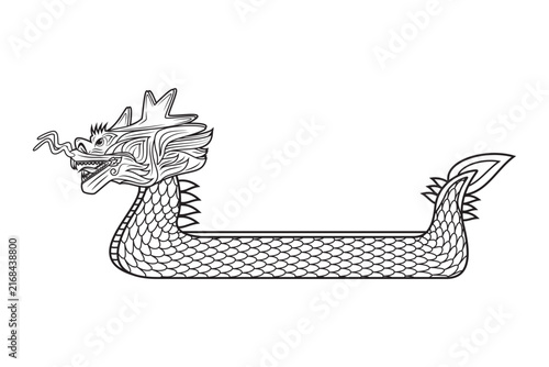 Line art Illustration vector symbols of Dragon boat or Dragon boat festival drawing in black and white