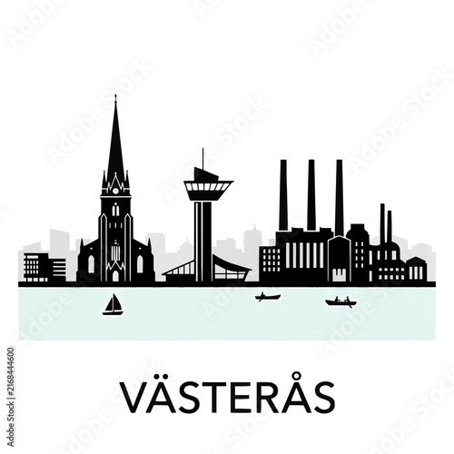 Photography Vasteras Sweden Skyline Silhouette - A Lakeside Cathedral City on Lake Malaren V
