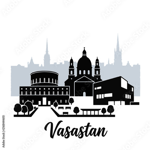 Canvas Print Vasastan Stockholm Sweden Skyline Silhouette - A Historic Residential District V