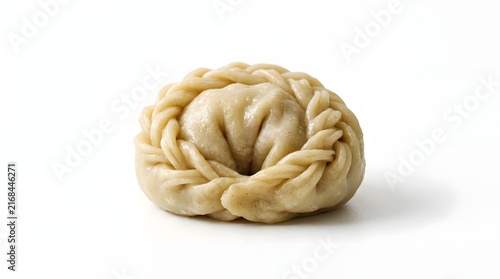 Savory dumpling with braided dough isolated on white background