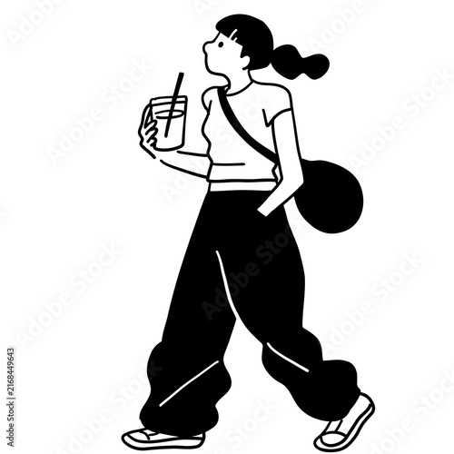 Pants: Woman Looking Up—Line Art