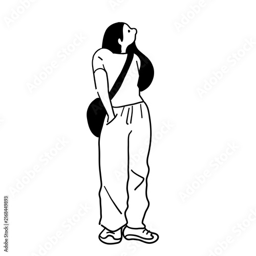 Pants: Woman Looking Up—Line Art