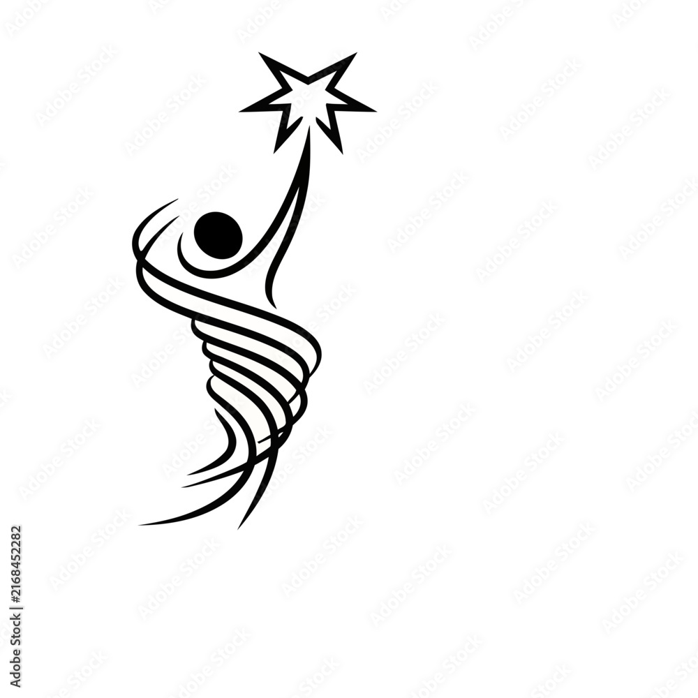 Obraz premium Abstract figure reaching for a star