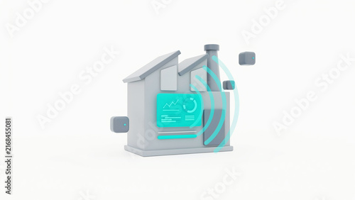 Modern smart home illustration featuring energy monitoring system and connected devices for home automation technology