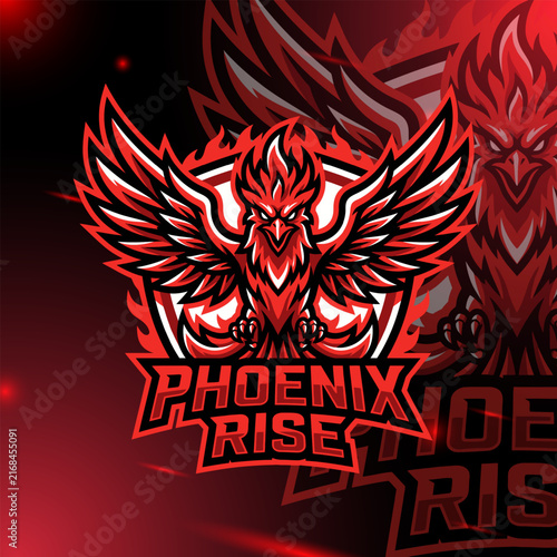 Modern esports logo featuring a powerful Phoenix Rise