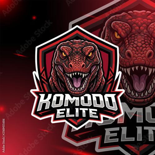 Modern esports logo featuring a powerful Komodo Elite