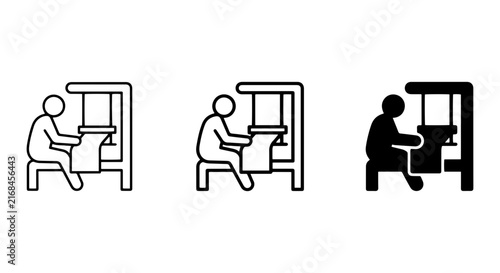 Weaver Icon Set, Textile Craftsmanship, Traditional Loom, Silhouette, Line Art, Craft Industry