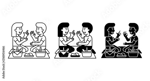 Diverse Couples Enjoying Picnic, Friendship, Connection, Outdoor Leisure, Vector Icons